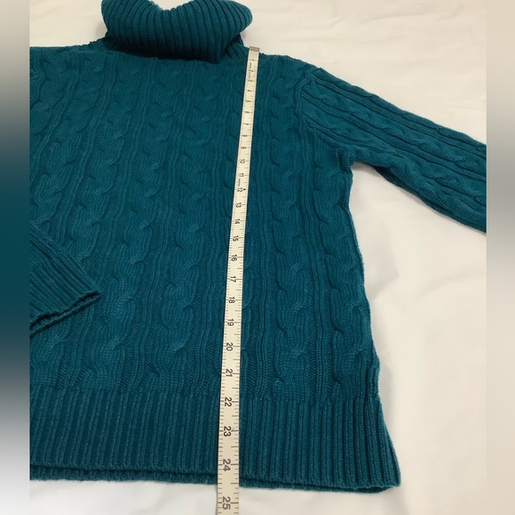 Jeanne Pierre Cotton Cable Knit Sweater in Green L (W456) - Picture 9 of 10